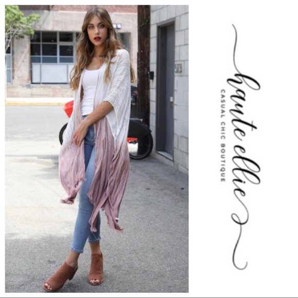 Reverse Ombré Multi Stripe Body Scarf Cardigan - Picture 3 of 6